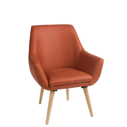 Chaise rétro Bois et textile couleur orange