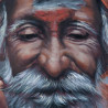 Toile portrait vieille homme indien orange