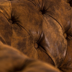 Canapé d'angle cuir marron vieilli capitonné KEILA