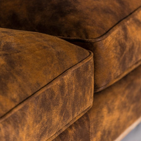 Canapé d'angle cuir marron vieilli capitonné KEILA