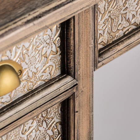 Bureau en bois 5 tiroirs sculptés doré SILVER XII
