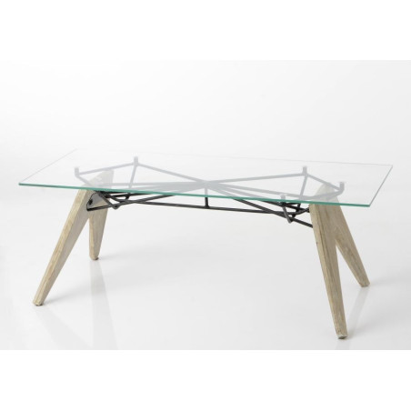Table basse scandinave avec plateau en verre
