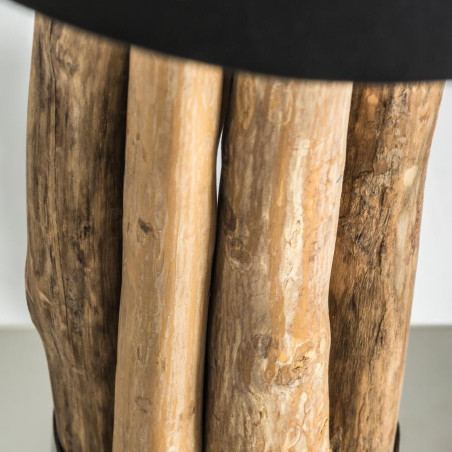 Lampe TRONCOS moderne en bois tropical et abat jour noir