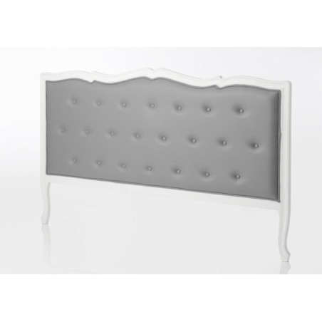 Tête de lit 180 cm en bois blanc capitonné en simili cuir gris Murano Céleste