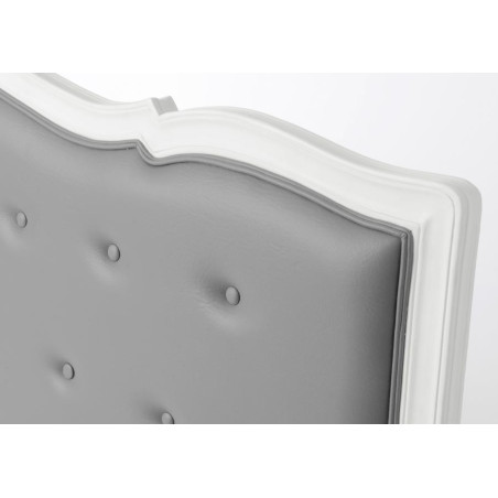 Tête de lit 180 cm en bois blanc capitonné en simili cuir gris Murano Céleste