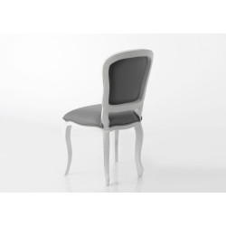 Chaise Baroque chic bois blanc et tissu gris Murano Céleste