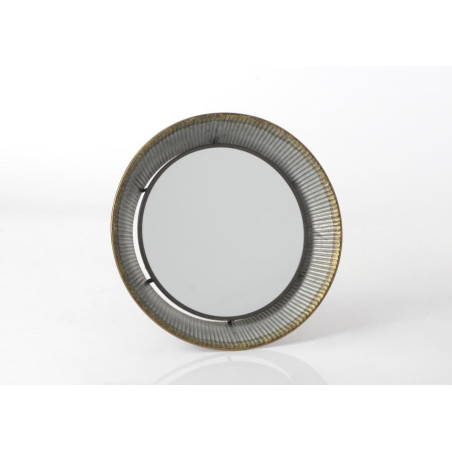 Miroir rond vintage métal argenté diamètre 60 cm