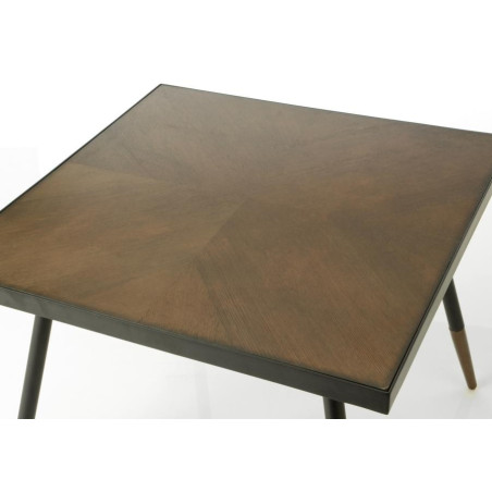 Grande table basse Art déco bi colore en bois pieds fins bouts dorés MARTIN
