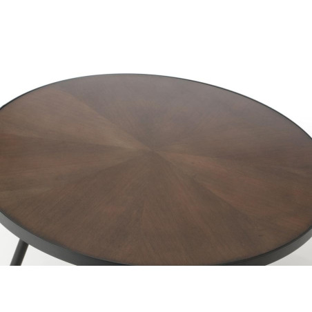 Table basse ronde style Art déco bois marron et noir MARTIN