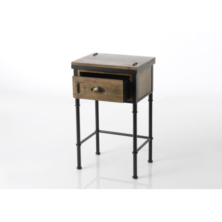 Table de chevet style industriel vintage 1 tiroir AGRAFE