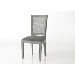 Chaise style classique chic en bois et tissu gris TRANSPARENCE