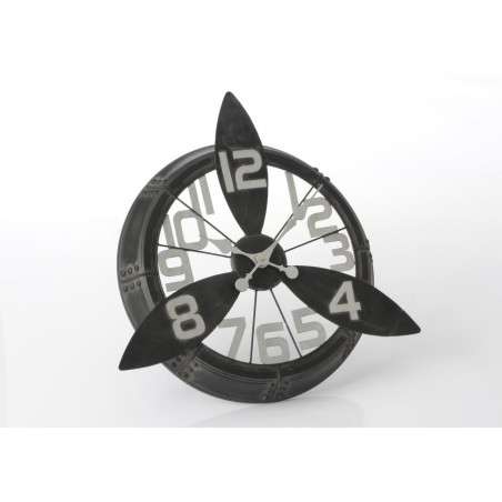 Horloge ronde industrielle noire HELICE 58 cm