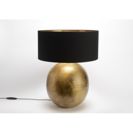 Lampe XXL ethnique boule dorée et noir avec abat-jour 60 cm de diamètre Elena