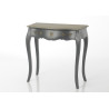 Bureau 1 tiroir Baroque chic gris foncé plateau bois naturel