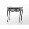 Bureau 1 tiroir Baroque chic gris foncé plateau bois naturel