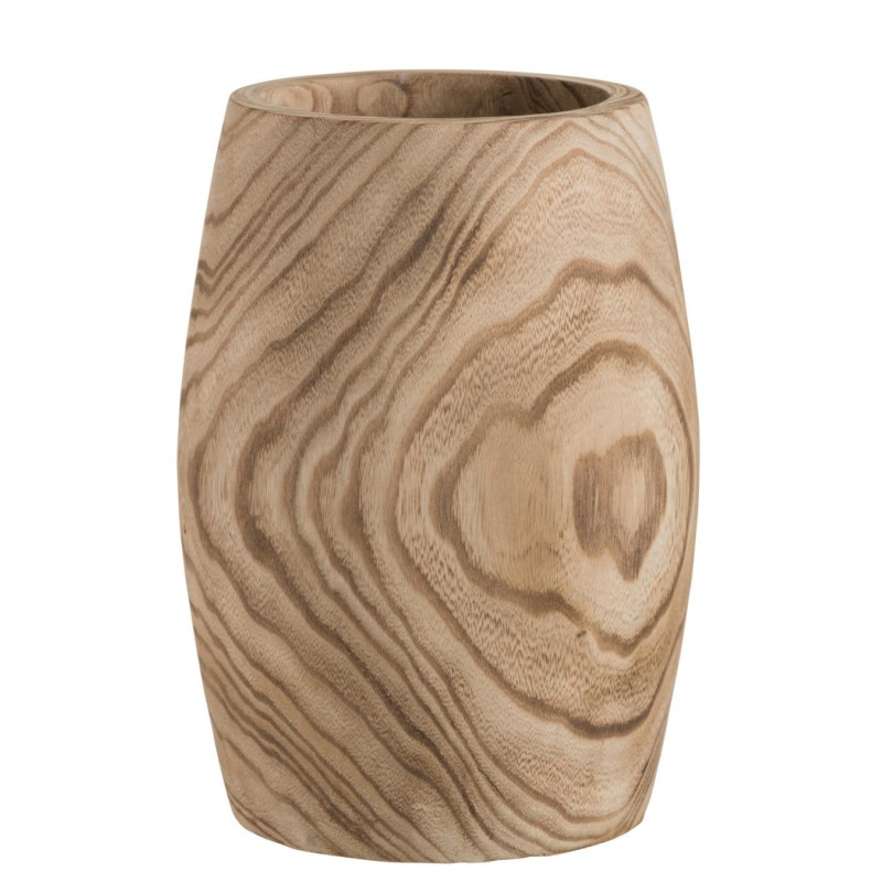 Cache pot cylindrique n bois marron clair J-Line by Jolipa JL-85040
