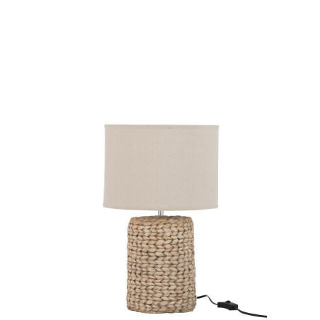 Lampe ronde nature corde et tissu