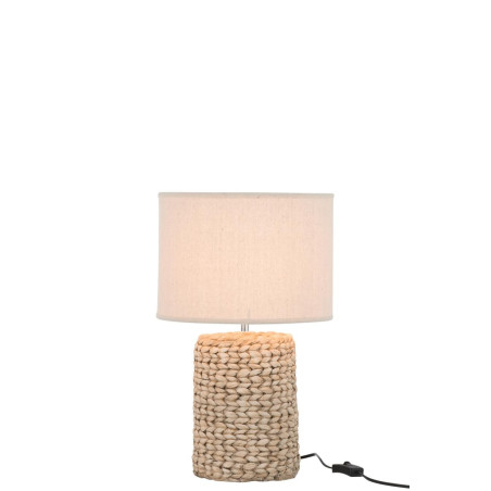 Lampe ronde nature corde et tissu