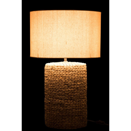 Lampe effet corde et coton clair