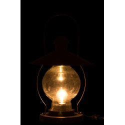 Lampe lanterne rétro métal et verre