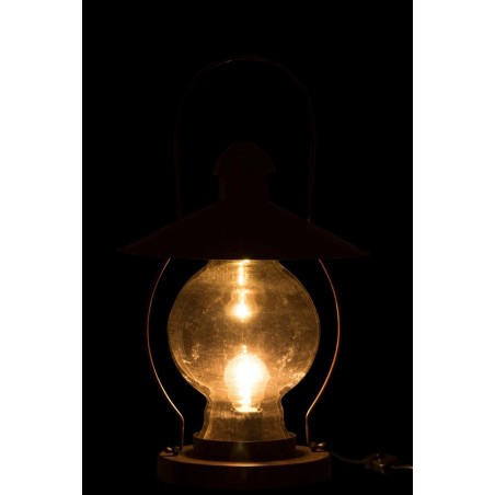 Lampe lanterne rétro métal et verre