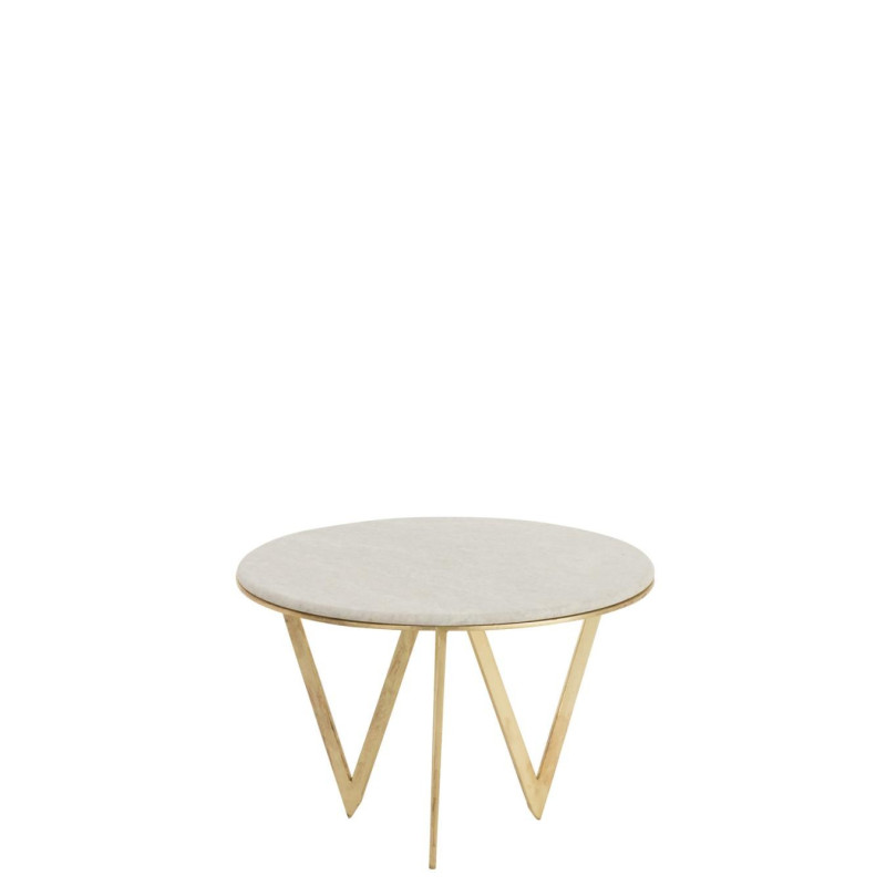 Table d'appoint ronde moderne pieds triangle or