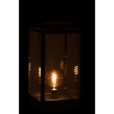 Lampe moderne lanterne en acier et verre noir