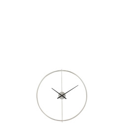 Horloge ronde contemporaine métal argent