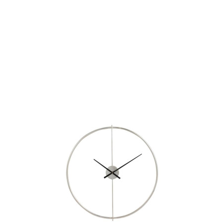 Horloge ronde contemporaine métal argent