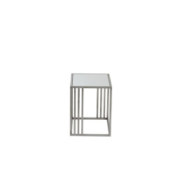 Bout de canapé carré moderne métal gris argenté