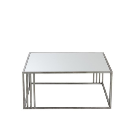 Table basse moderne carrée métal argenté