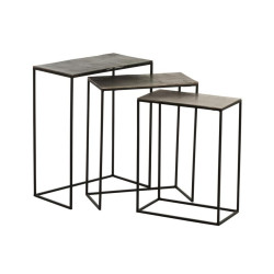 Set de 3 tables gigognes rectangulaires design noir vieilli
