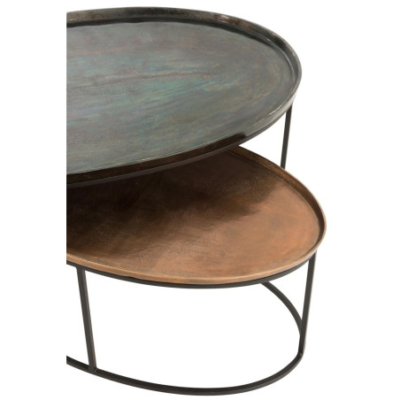 Set de 2 tables gigognes ovales design en 2 couleurs