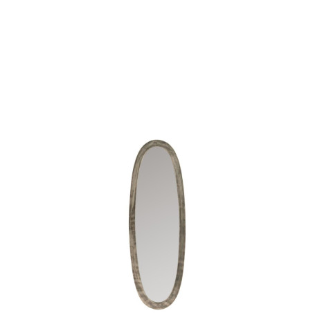 Miroir chic ovale métal gris antique