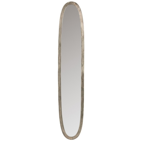 Miroir ovale H180 cm métal gris antique