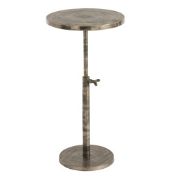 Table ronde Bistrot ajustable métal gris antique