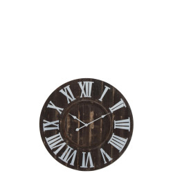 Horloge 80 cm industrielle en bois marron foncé