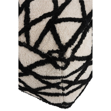 Pouf carré moderne motifs noir et blanc