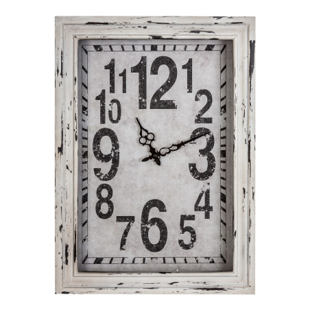 Horloge rectangulaire vintage aspect usé blanc SIENA