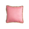 Coussin bord rotin rose et rouge