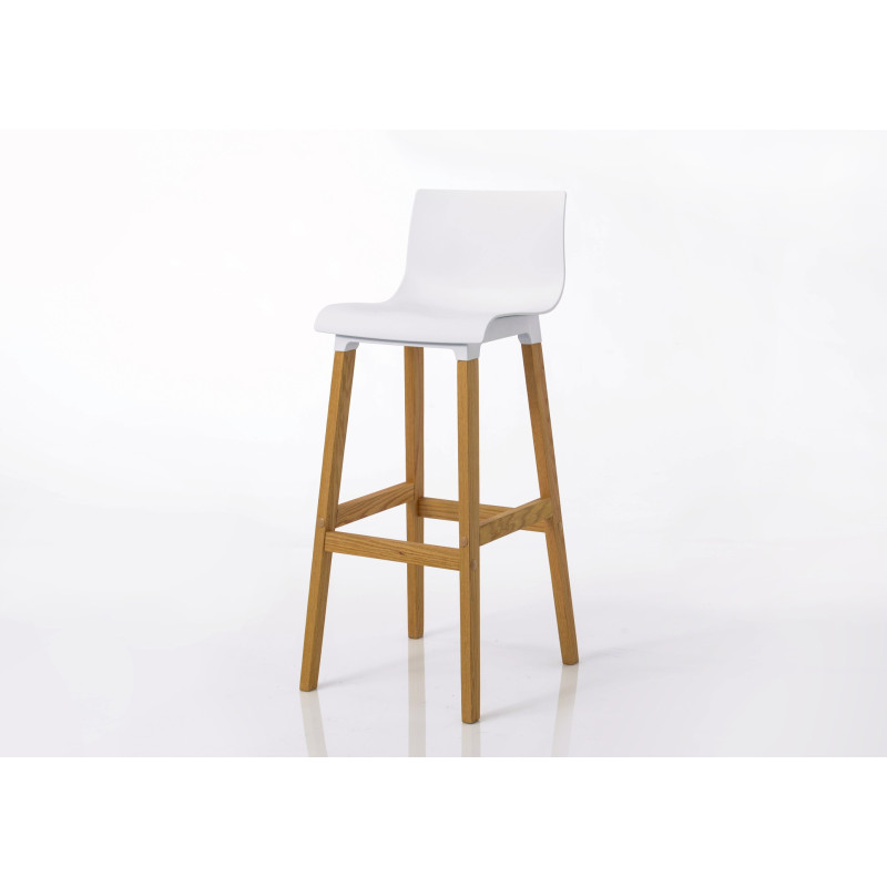 Chaise de bar moderne en bois naturel coque blanche