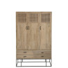 Armoire 3 portes 4 tiroirs rotin tissé bois manguier naturel