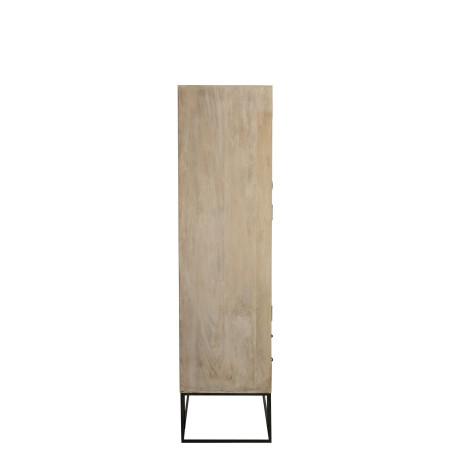 Armoire 3 portes 4 tiroirs rotin tissé bois manguier naturel