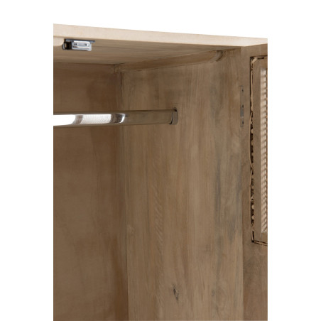 Armoire 3 portes 4 tiroirs rotin tissé bois manguier naturel