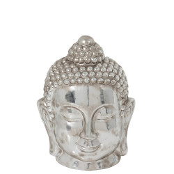 Tête de Bouddha céramique argenté