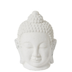 Statue tête de bouddha H 44 cm en céramique blanche