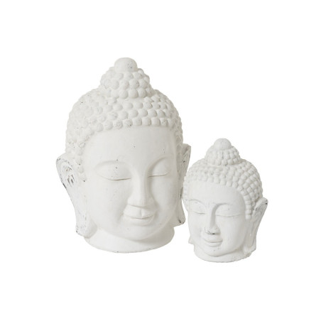 Statue tête de bouddha H 44 cm en céramique blanche