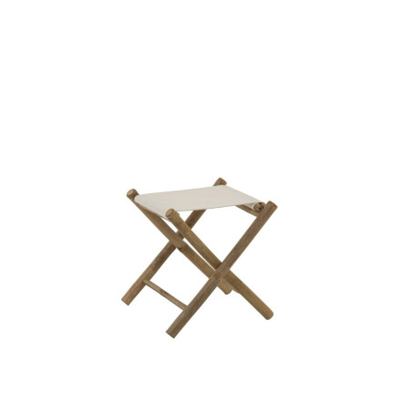 Tabouret pliable en bambou naturel et textile blanc