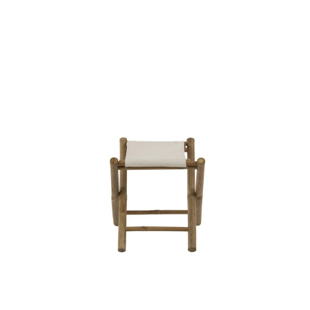 Tabouret pliable en bambou naturel et textile blanc