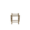 Tabouret pliable en bambou naturel et textile blanc